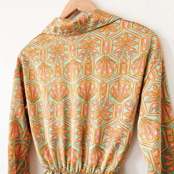 Show Me Your MuMu Womens Pink & Green Clara Silky Mini Dress - Picture 10 of 10